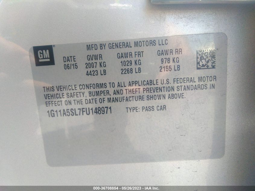 2015 CHEVROLET MALIBU LS - 1G11A5SL7FU148971