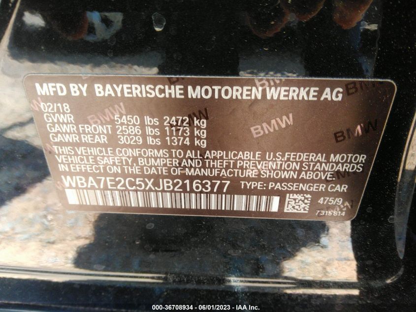 2018 BMW 7 SERIES 740I - WBA7E2C5XJB216377