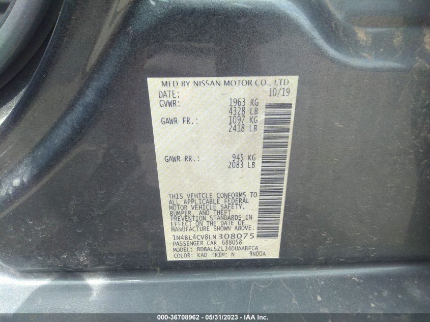 2020 NISSAN ALTIMA 2.5 SR - 1N4BL4CV8LN308075