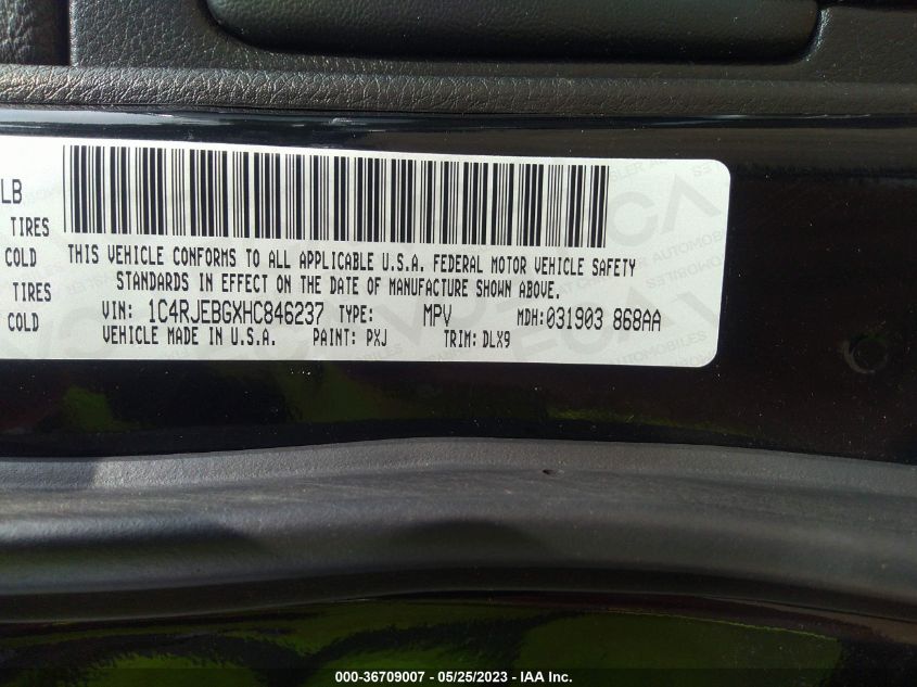 2017 JEEP GRAND CHEROKEE LIMITED - 1C4RJEBGXHC846237