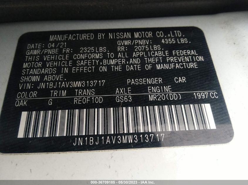 2021 NISSAN ROGUE SPORT S - JN1BJ1AV3MW313717