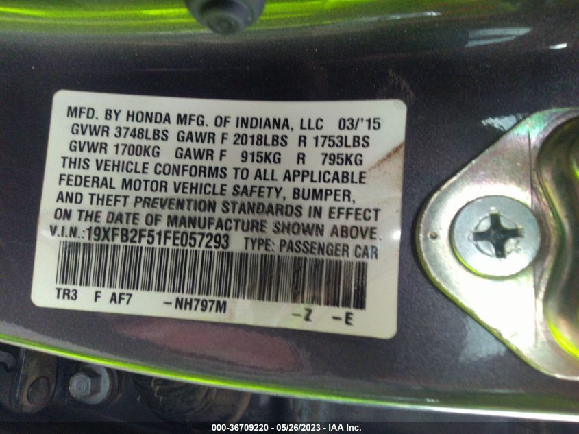 2015 HONDA CIVIC SEDAN LX - 19XFB2F51FE057293