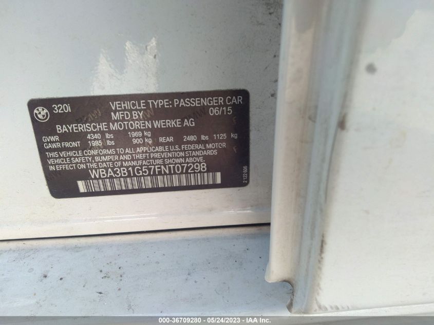 2015 BMW 3 SERIES 320I - WBA3B1G57FNT07298