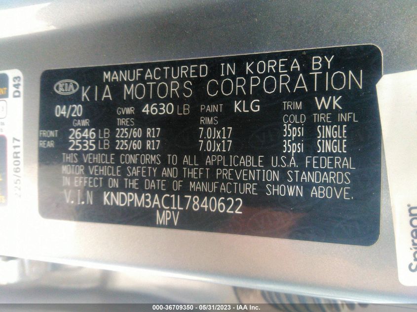 2020 KIA SPORTAGE LX - KNDPM3AC1L7840622