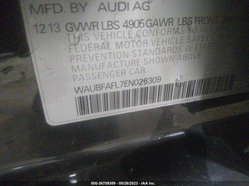 2014 AUDI A4 PREMIUM - WAUBFAFL7EN026309