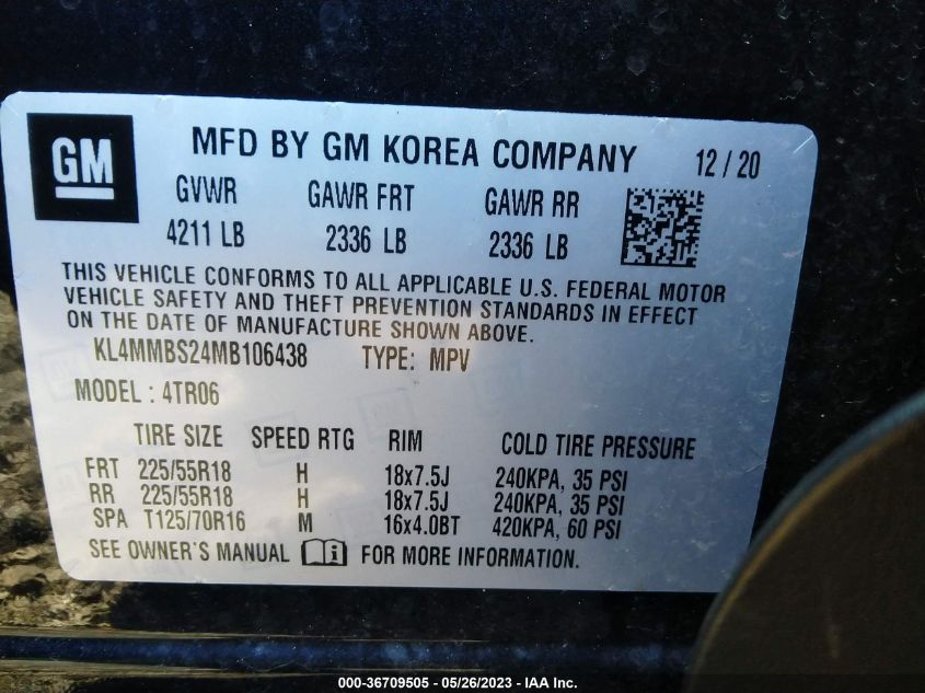 2021 BUICK ENCORE GX PREFERRED - KL4MMBS24MB106438