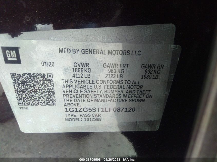 2020 CHEVROLET MALIBU RS - 1G1ZG5ST1LF087120