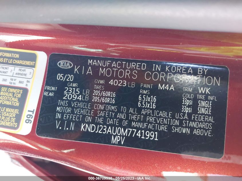 2021 KIA SOUL LX - KNDJ23AU0M7741991