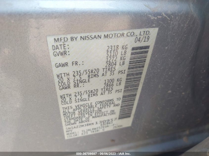 2019 NISSAN MURANO SL - 5N1AZ2MJ8KN130957