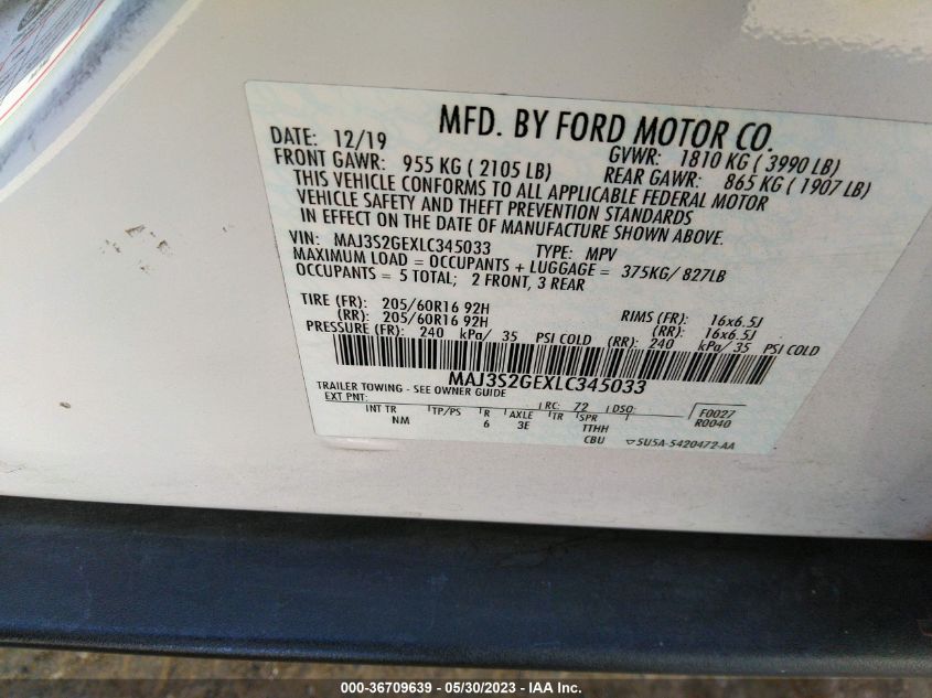 2020 FORD ECOSPORT SE - MAJ3S2GEXLC345033