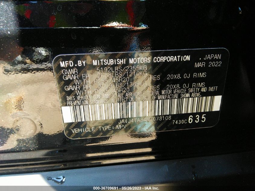 2022 MITSUBISHI OUTLANDER ES - JA4J4TA84NZ073108