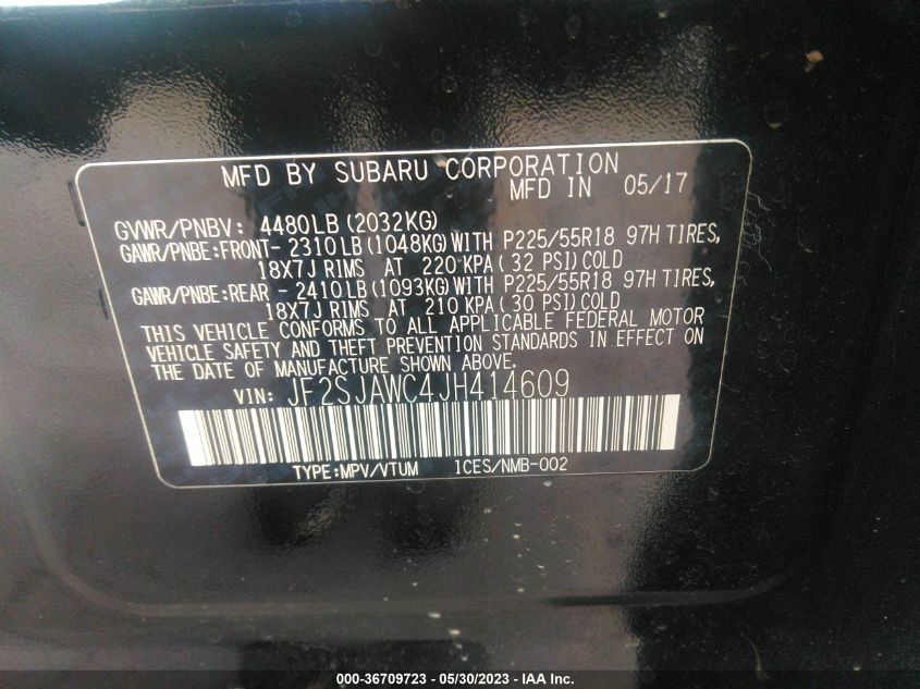 2018 SUBARU FORESTER TOURING - JF2SJAWC4JH414609