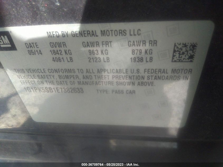 2014 CHEVROLET CRUZE LT - 1G1PK5SB1E7382633