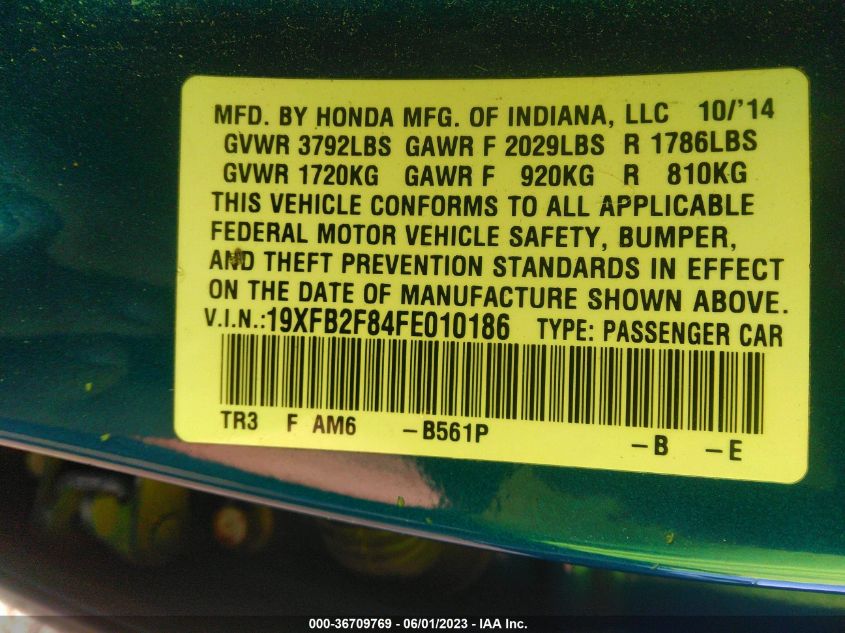 2015 HONDA CIVIC SEDAN EX - 19XFB2F84FE010186