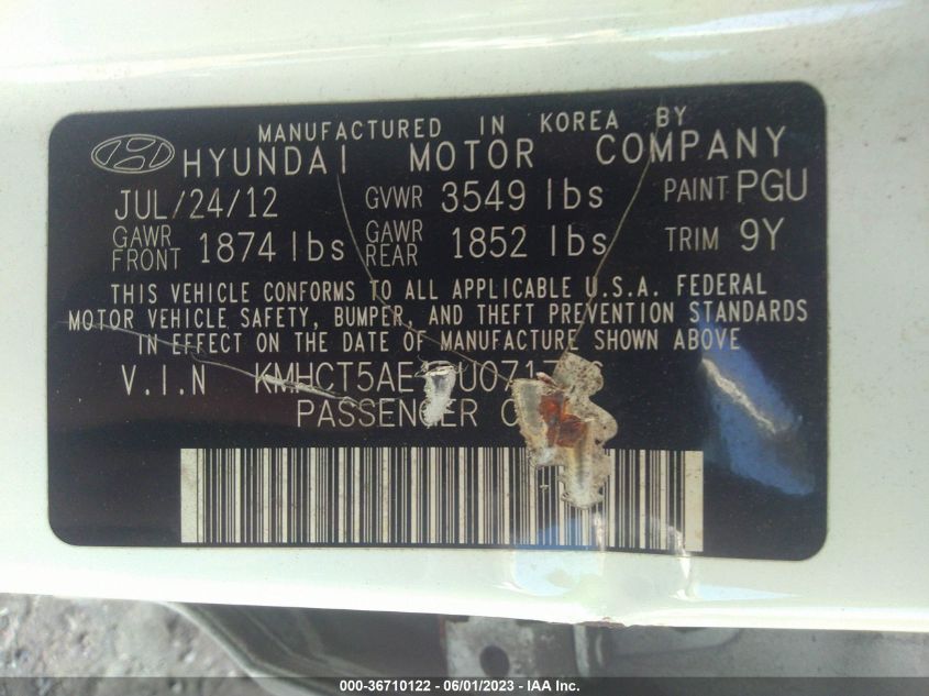 2013 HYUNDAI ACCENT GS - KMHCT5AE1DU071746