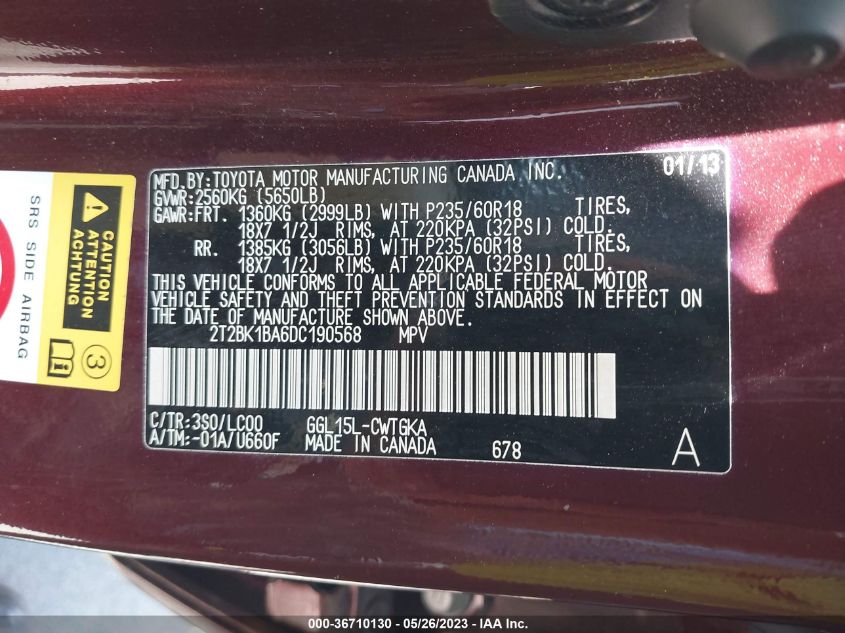 2013 LEXUS RX 350 - 2T2BK1BA6DC190568