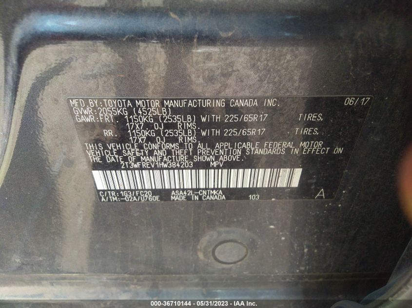 2017 TOYOTA RAV4 XLE - 2T3WFREV1HW384203