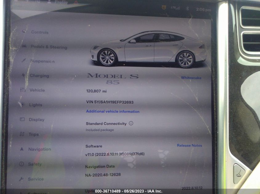 2014 TESLA MODEL S 60 KWH BATTERY/P85 - 5YJSA1H19EFP32693