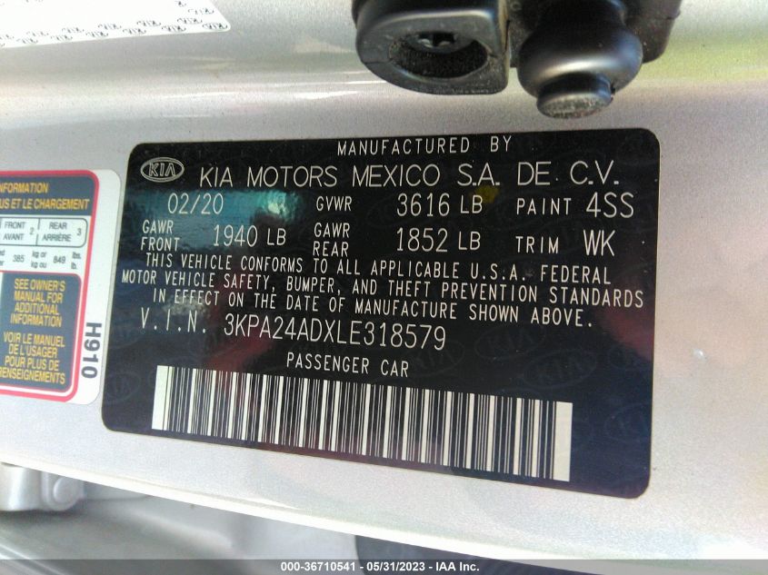 2020 KIA RIO S - 3KPA24ADXLE318579