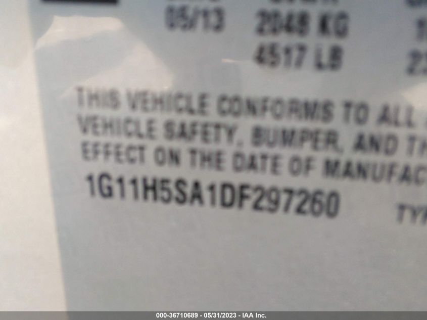 2013 CHEVROLET MALIBU LTZ - 1G11H5SA1DF297260
