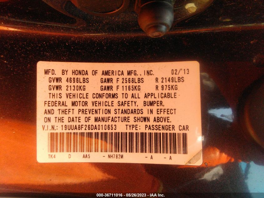 2013 ACURA TL - 19UUA8F26DA010653