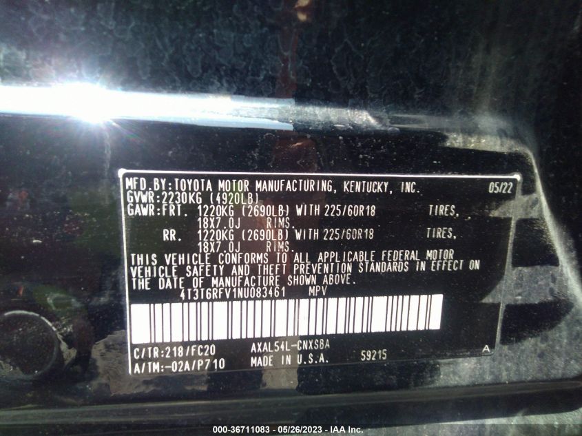 2022 TOYOTA RAV4 HYBRID SE - 4T3T6RFV1NU083461