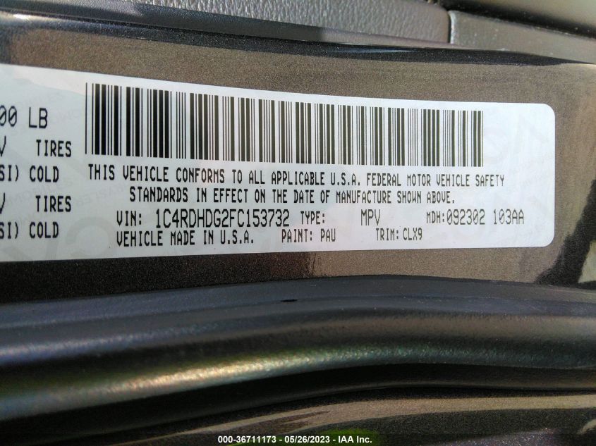 2015 DODGE DURANGO LIMITED - 1C4RDHDG2FC153732