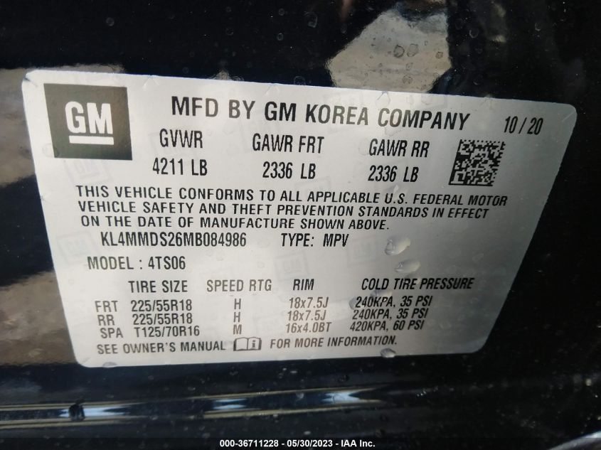 2021 BUICK ENCORE GX SELECT - KL4MMDS26MB084986
