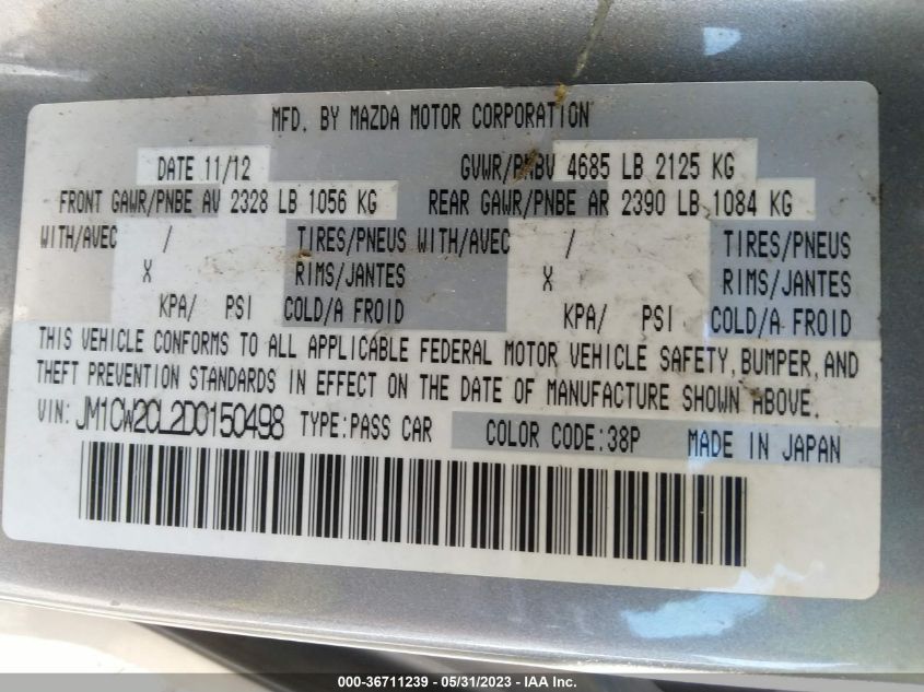 2013 MAZDA MAZDA5 TOURING - JM1CW2CL2D0150498