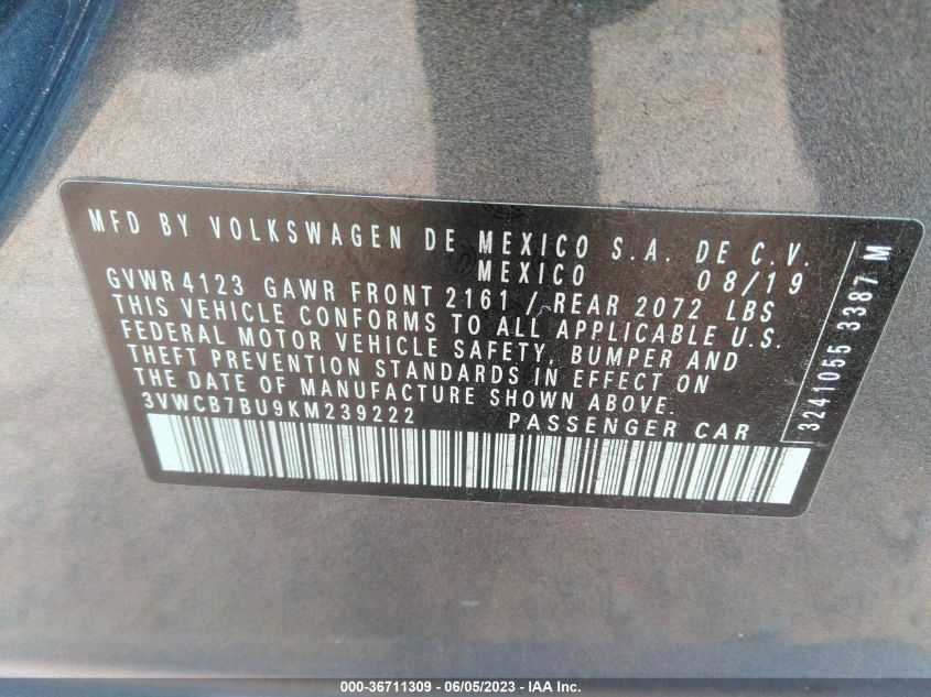 2019 VOLKSWAGEN JETTA S/SE/R-LINE - 3VWCB7BU9KM239222