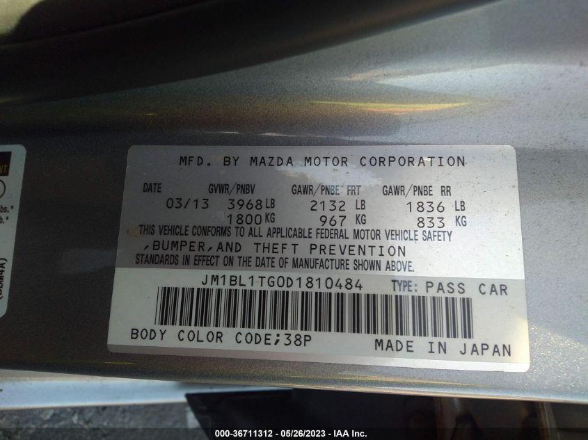 2013 MAZDA MAZDA3 I SV - JM1BL1TG0D1810484