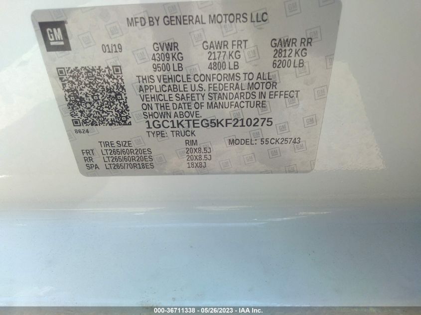 2019 CHEVROLET SILVERADO 2500HD LTZ - 1GC1KTEG5KF210275