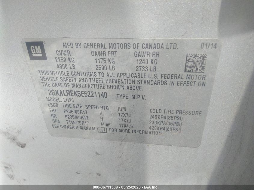 2014 GMC TERRAIN SLE - 2GKALREK5E6221140