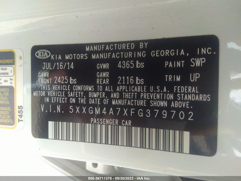 2015 KIA OPTIMA LX - 5XXGM4A7XFG379702
