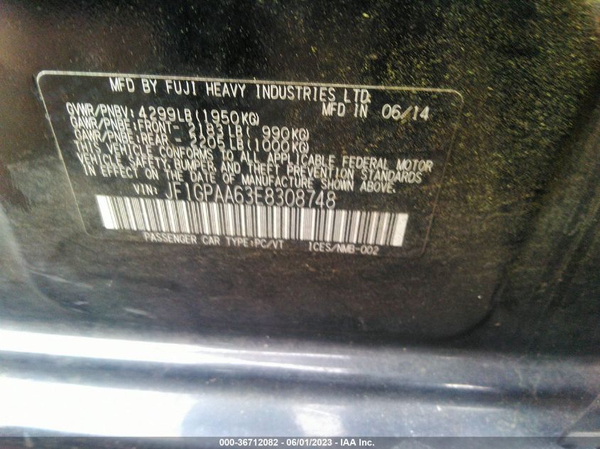 2014 SUBARU IMPREZA WAGON 2.0I - JF1GPAA63E8308748