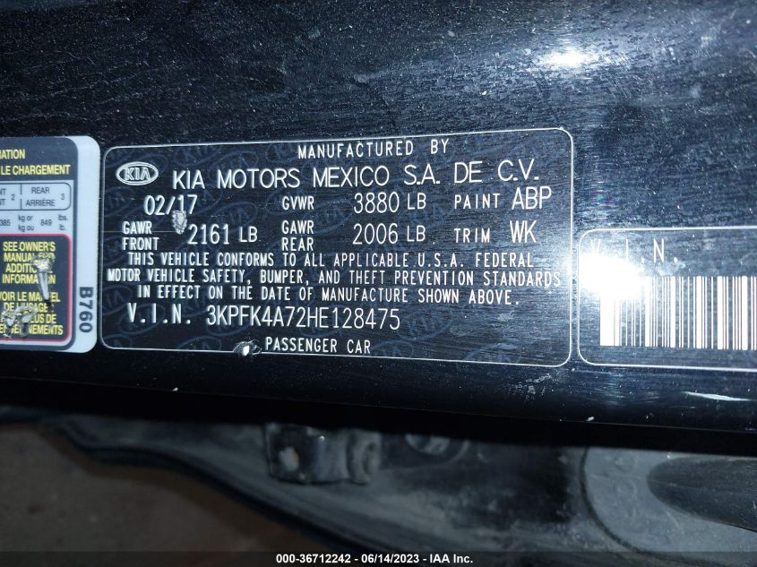 2017 KIA FORTE LX - 3KPFK4A72HE128475