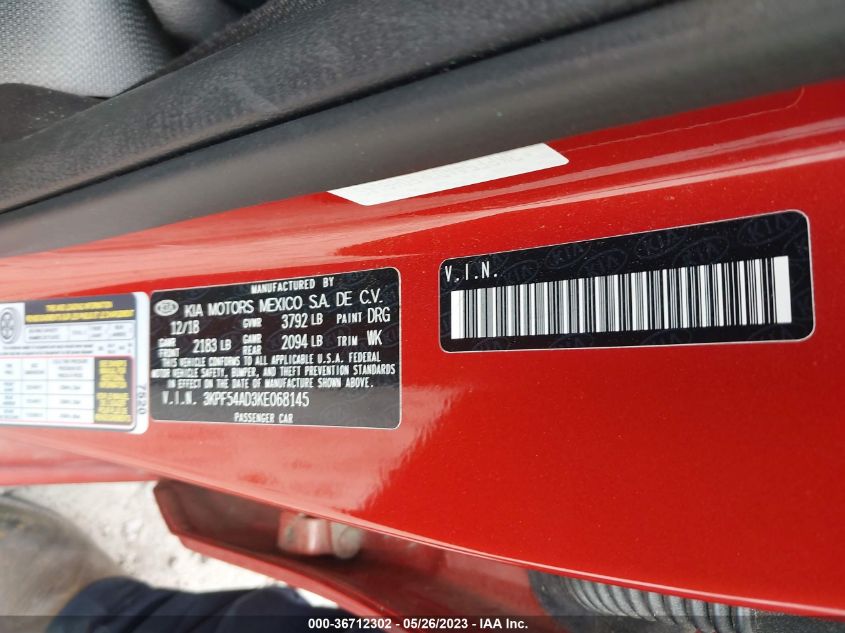 2019 KIA FORTE EX - 3KPF54AD3KE068145
