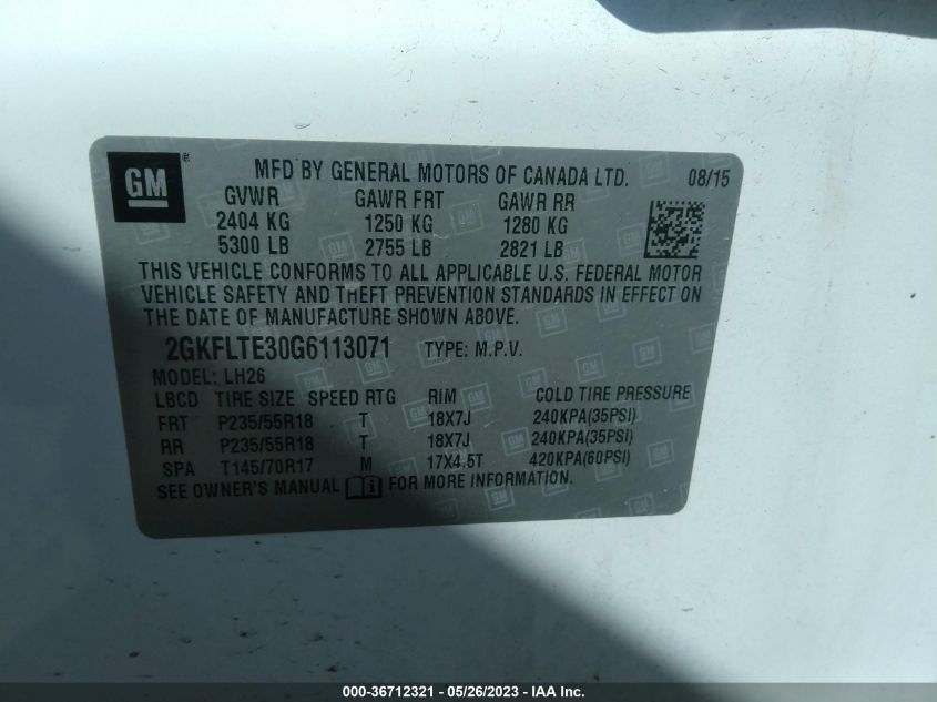 2016 GMC TERRAIN SLE - 2GKFLTE30G6113071