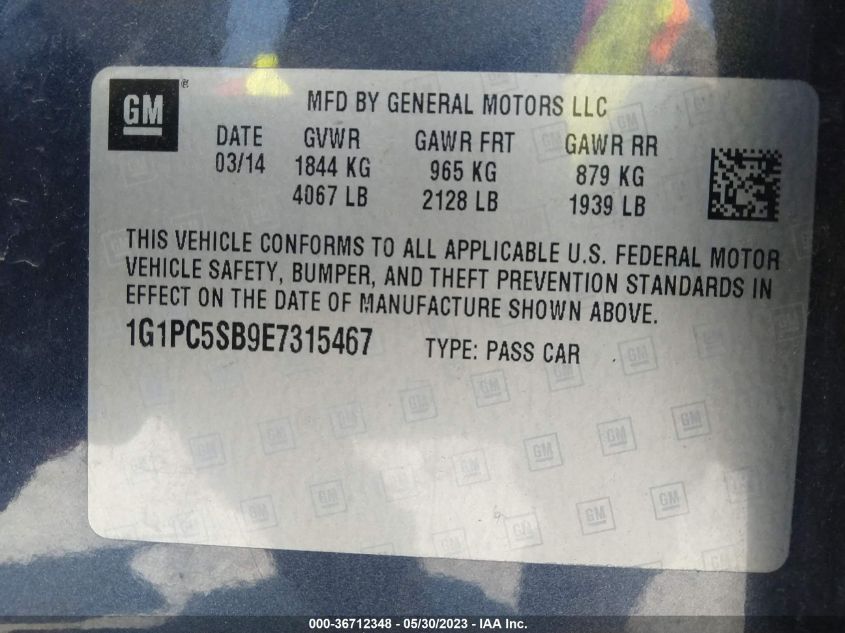 2014 CHEVROLET CRUZE 1LT - 1G1PC5SB9E7315467