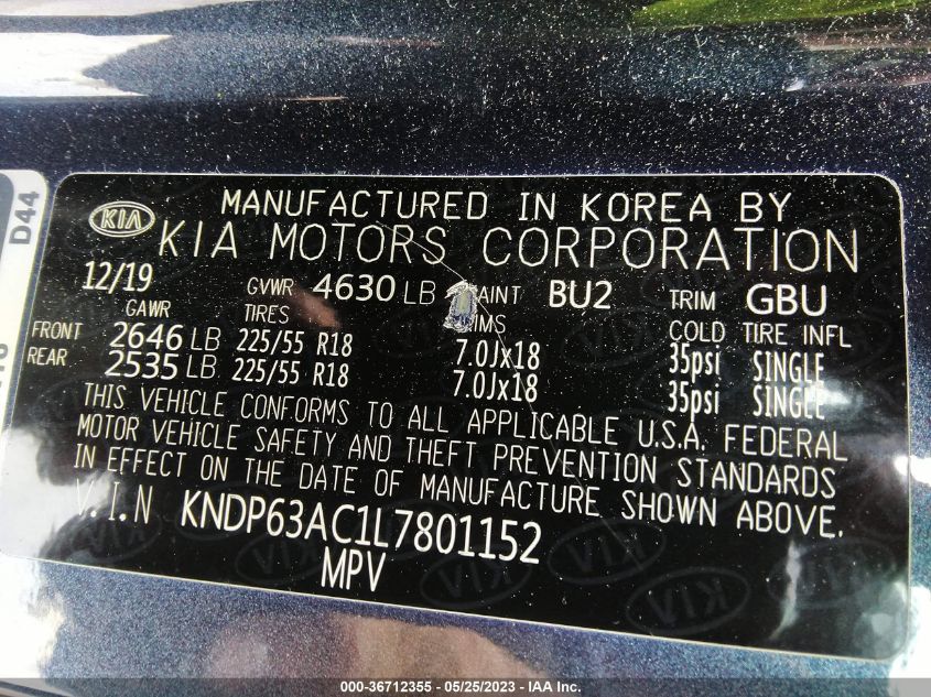 2020 KIA SPORTAGE S - KNDP63AC1L7801152