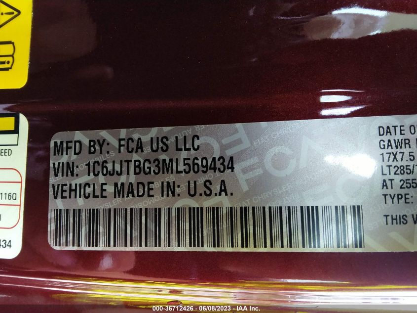 2021 JEEP GLADIATOR RUBICON - 1C6JJTBG3ML569434