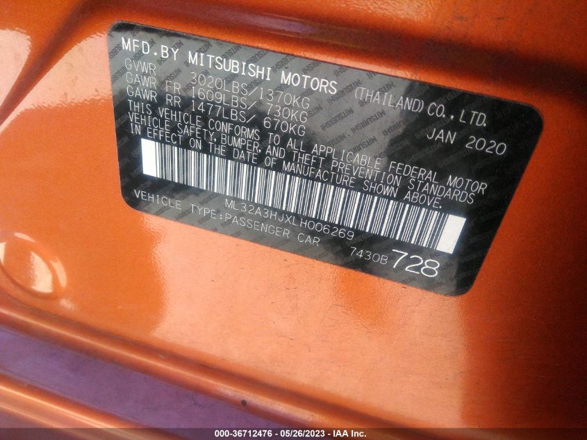 2020 MITSUBISHI MIRAGE SE - ML32A3HJXLH006269