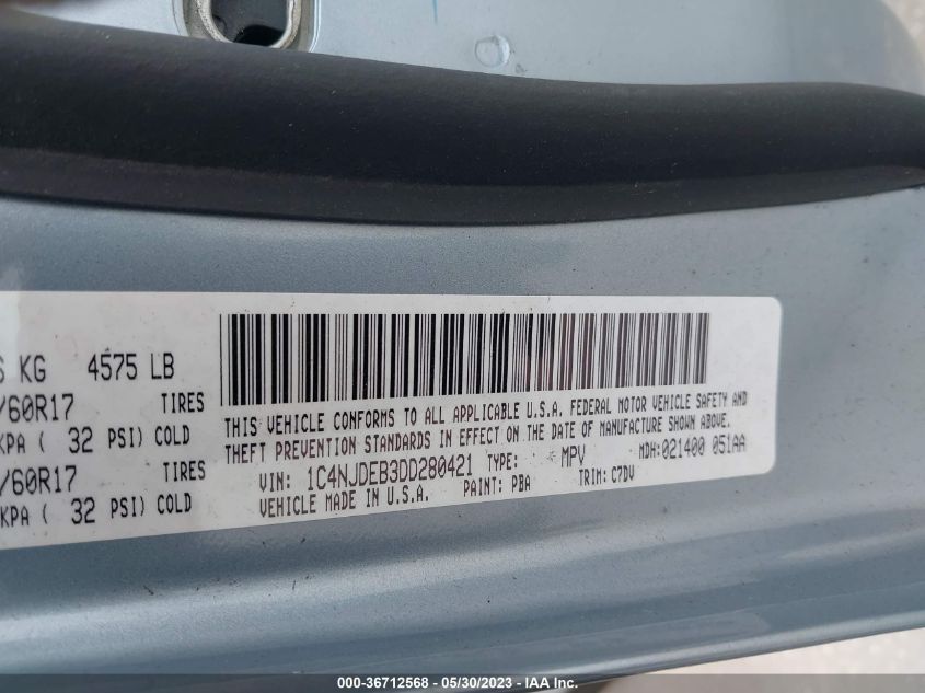 2013 JEEP COMPASS LATITUDE - 1C4NJDEB3DD280421