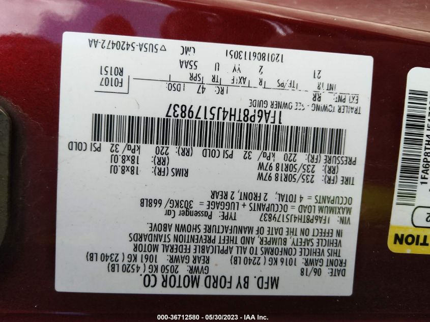 2018 FORD MUSTANG ECOBOOST - 1FA6P8TH4J5179837
