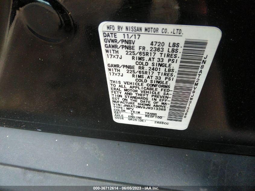 2018 NISSAN ROGUE SV - JN8AT2MV9JW313368