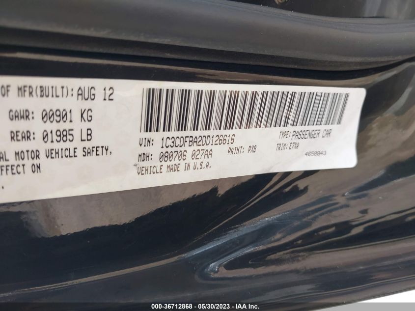 2013 DODGE DART SXT - 1C3CDFBA2DD126616