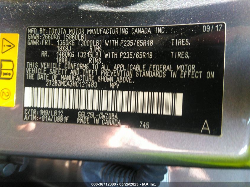 2017 LEXUS RX RX 350 - 2T2BZMCA3HC121483