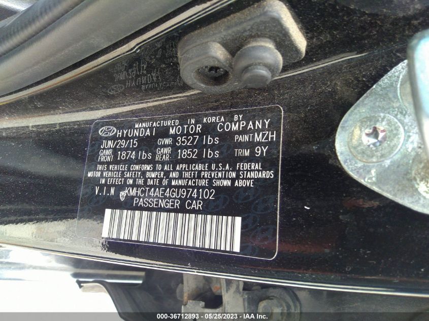 2016 HYUNDAI ACCENT SE - KMHCT4AE4GU974102