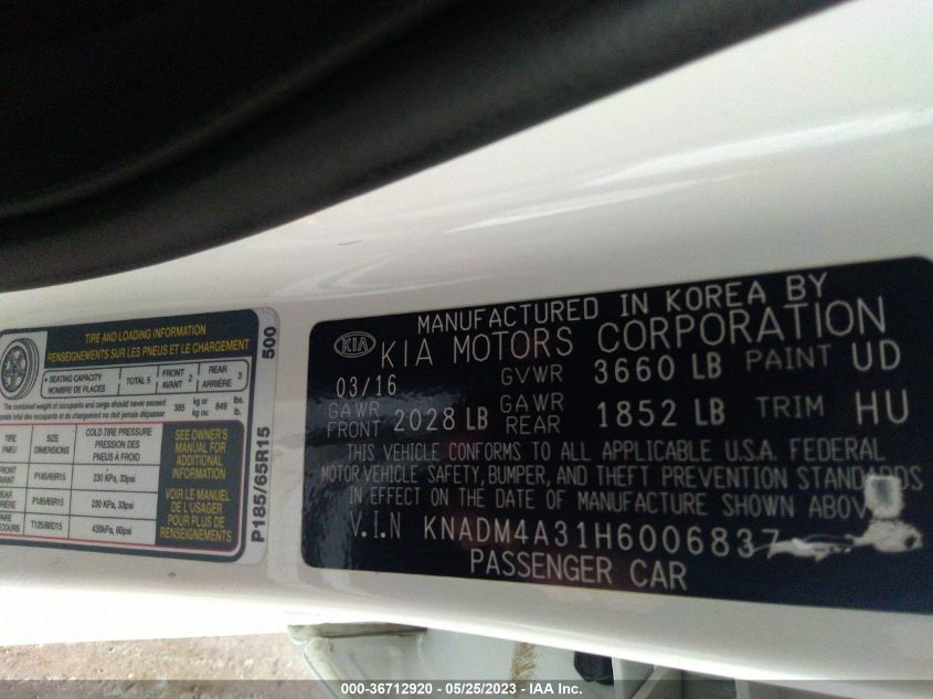 2017 KIA RIO LX - KNADM4A31H6006837