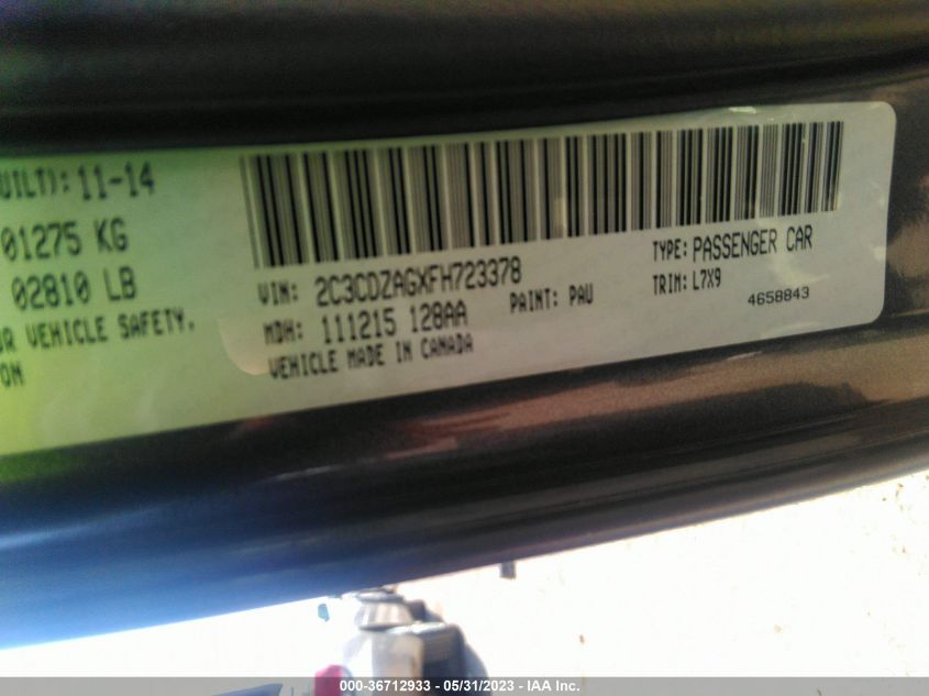 2015 DODGE CHALLENGER SXT - 2C3CDZAGXFH723378